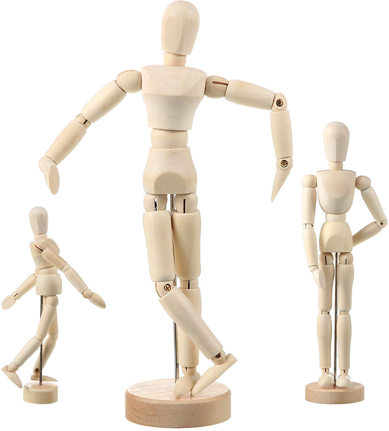 3 PCS Artist Mannequin Model Moveable Wooden Manikin Wood Drawing Jointed  Mannequin 